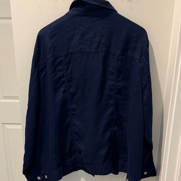 JNY Jones New York Navy Blue Linen Jacket button closure size 3X - Picture 5 of 9